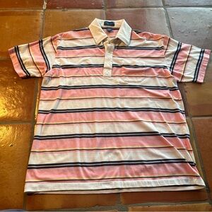 Vtg Towncraft Golf Polo Shirt Mens Large Striped Pocket Preppy 80s Retro Indie